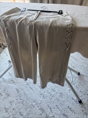 Cache Beige Wide-Leg Lace-Up Pants